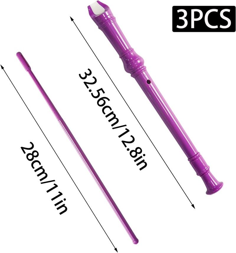 Funstreet Purple Soprano Recorder Instrument 8 Hole C Key Baroque Fingering Clarinet ABS Music Flute with Cleaning Rod and Storage Bag - Image 2